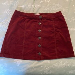 Beautiful red button up corduroy mini skirt L